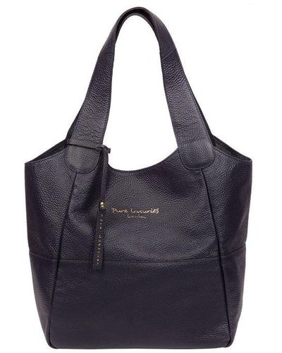Pure Luxuries 'Freer' Ink Leather Tote Bag - Blue