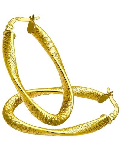 DIAMANT L'ÉTERNEL 9Ct Diamond Cut Oval Twist Hoop Earrings - Yellow
