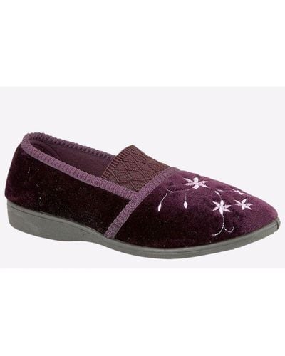 Zedzzz Joanna Embroidered Slippers - Purple