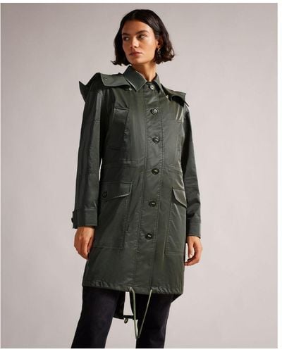 Ted Baker Sunniah Oversized Parka With Military Features - Green