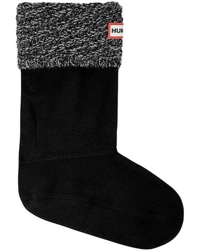 HUNTER Original Plaited Directional Rib Short Boot Socks - Black