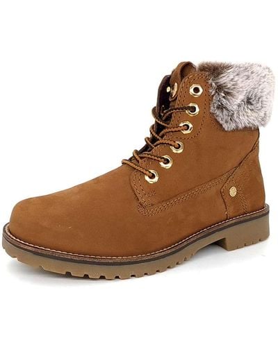 Wrangler Alaska Warm Fleece Leather Lace Up Boots - Brown