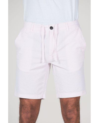 Tokyo Laundry Pink 'myrtos' Cotton Stripe Seersucker Shorts With Drawstring - White