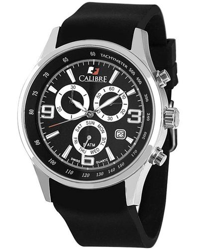 Calibre Mauler Swiss Made Movement Watch Silicone Strap Dial - Black