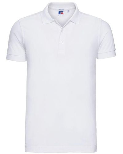 Russell Stretch Short Sleeve Polo Shirt () - White