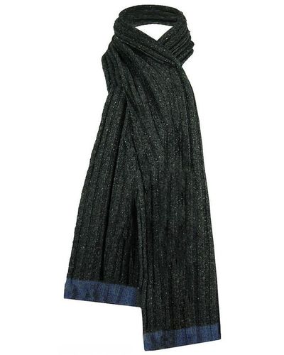 Hackett Rib Wool Grey Scarf - Black