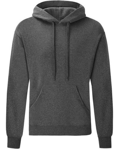 Fruit Of The Loom Adults Classic Hooded Sweatshirt (Dark) - Grey