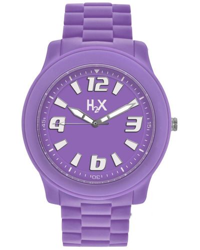 Haurex Italy H2X Sl381Xl1 Splash Luminous Water Resistant Soft Rubber Watch - Purple