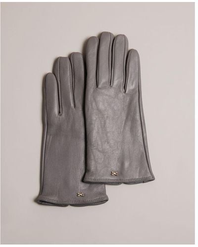 Ted Baker Bow Detail Leather Gloves - Grey