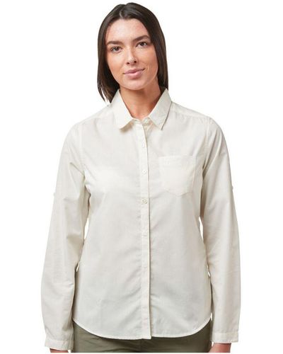 Craghoppers Kiwi Quick Drying Long Sleeve Shirt Cotton - White