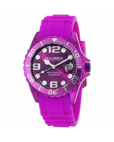 Haurex Italy Purple Dial Watch - Pink