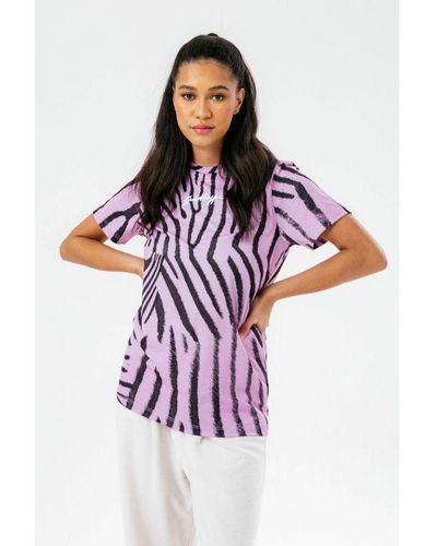 Hype Womens Lilac Zebra Scribble T-shirt - Purple