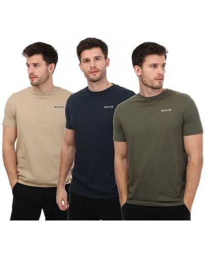 Nicce London Men's Flint 3 Pack T-shirt In Multi Colour - Meerkleurig