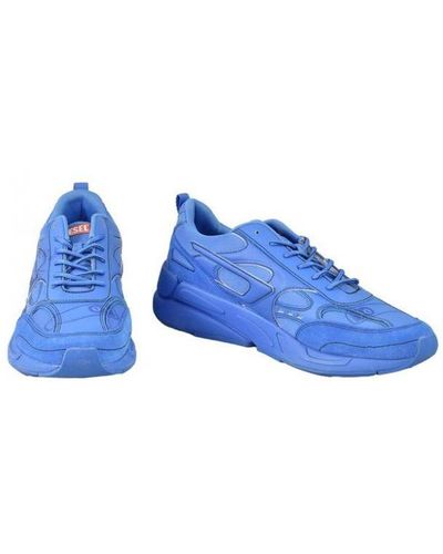 DIESEL Sporty Lace-Up Trainers With Rubber Sole - Blue