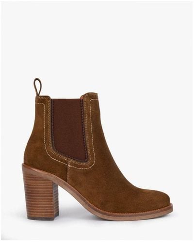 Penelope Chilvers Paloma Suede Heeled Chelsea Boots - Brown