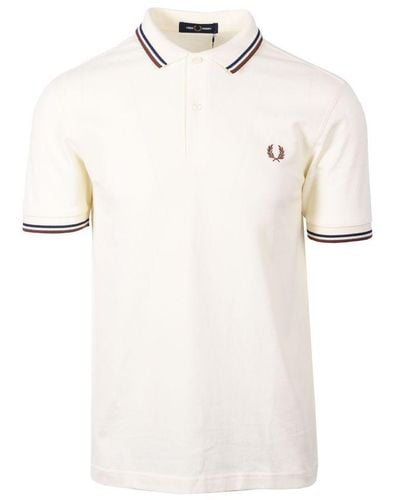 Fred Perry Twin Tipped Polo Shirt Ecru/French/Warm - White