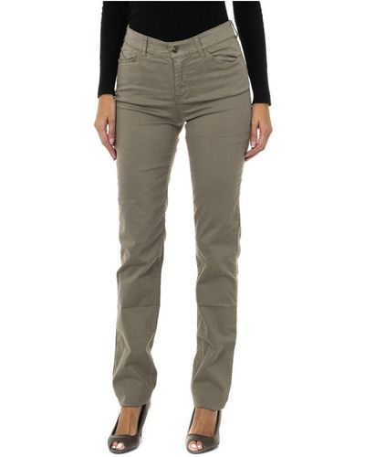 Armani Regular Fit Stretch Fabric Long Trousers 6y5j18-5n0rz Woman Cotton - Grey