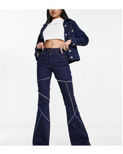 Collusion X008 Exposed Seam Flare Jeans - Blue