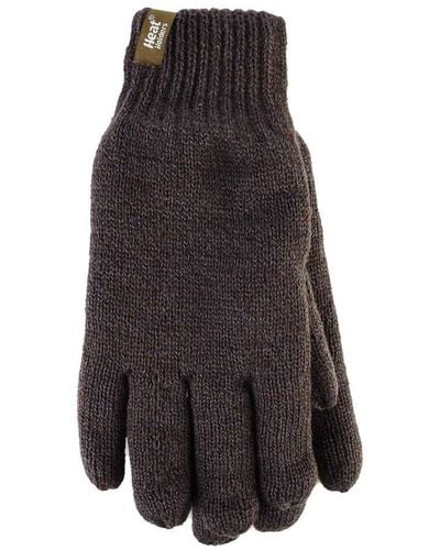 Heat Holders Fleece Lined Warm Gloves For Winter - Brown