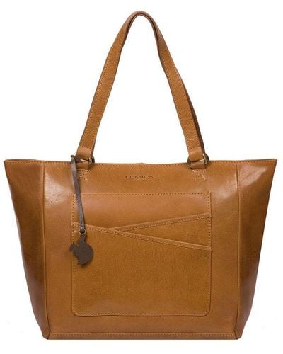 Conkca London 'monique' Dark Tan Leather Tote Bag - Brown