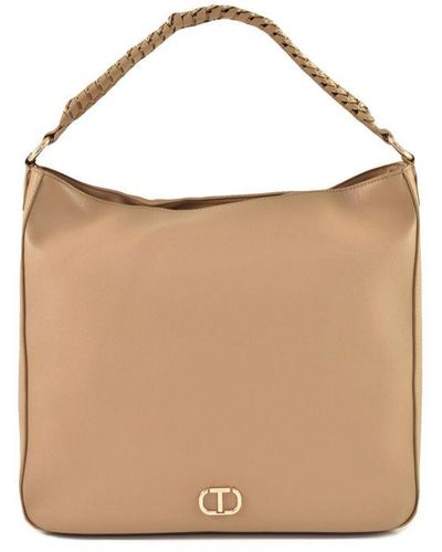 Twin Set Plain Handbag With Zip And Shoulder Strap - White