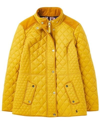 Joules Newdale Quilted Jacket Coat - Yellow