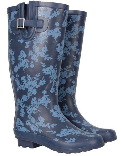 Mountain Warehouse Ladies Floral Tall Wellington Boots () - Blue