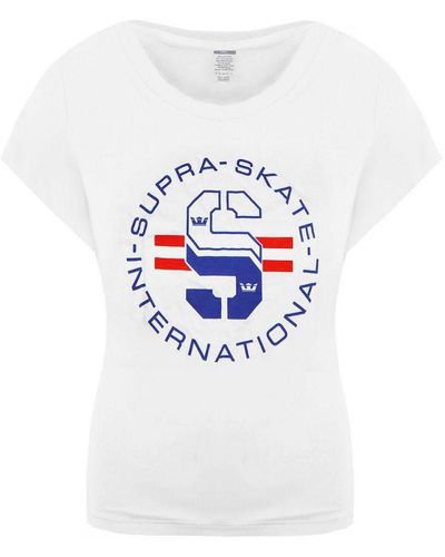 Supra Short Sleeve Round Neck White Skate T-shirt 192233 166 Cotton