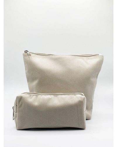 SVNX Corduroy Make Up Bag 2 Pack - Grey
