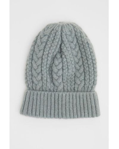 Quiz Blue Knit Beanie Hat - Grey