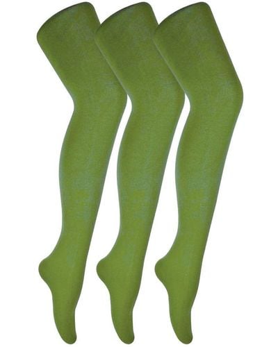 Sock Snob 3 Paar Gekleurde Ondoorzichtige 80 Denier Panty's - Groen
