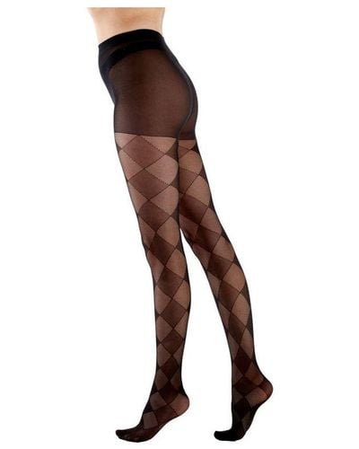 Pretty Polly Large Diamond Tights - Brown