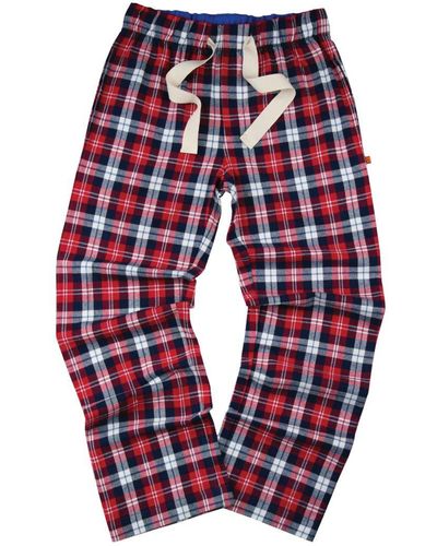 Mini Vanilla Adult Curtis Check Cotton Lounge Trousers - Red