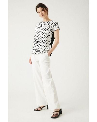 MAINE Spot Woven Front Top - White