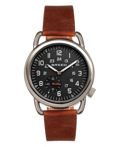 Breed Regulator Leather-Band Watch W/Second Sub-Dial - Multicolour
