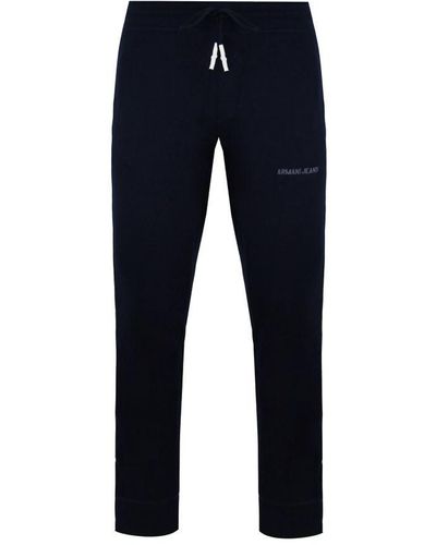 Armani Jeans Navy Track Trousers Cotton - Blue