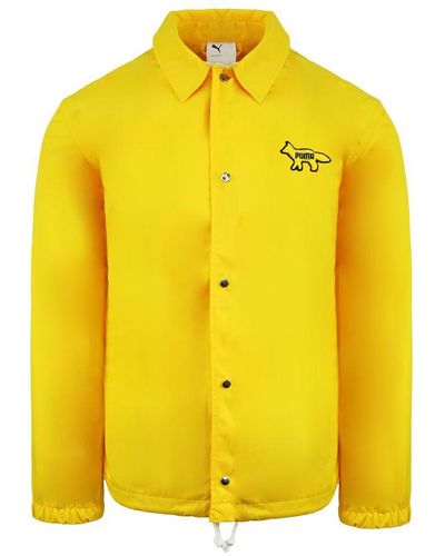 PUMA X Maison Kitsune Long Sleeve Collared Coach Jacket 530430 30 - Yellow