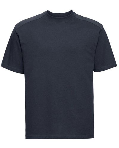 Russell Russell Europa Werkkleding Korte Mouwen Katoenen T-shirt (franse Marine) - Blauw