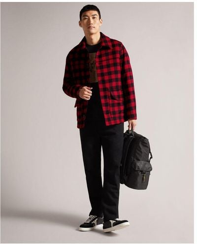 Ted Baker Nutley Check Wool Overshirt - Red