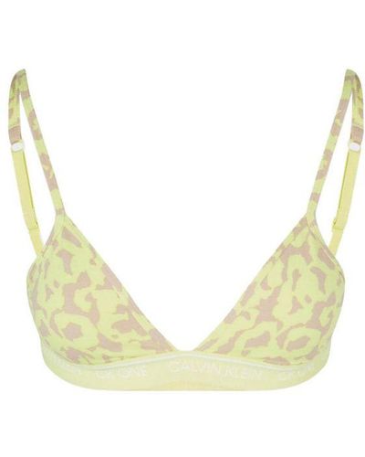 Calvin Klein S Triangle Leopard Print Bra - Metallic