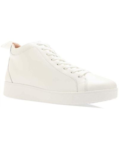 Fitflop Womenss Fit Flop Rally Leather High Top Trainers - White