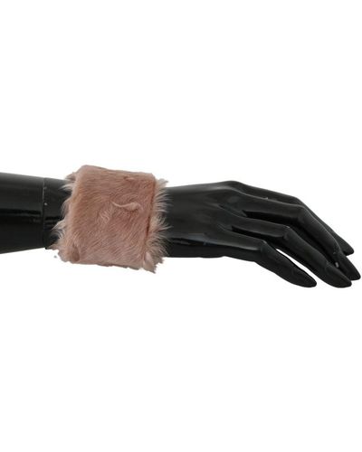 Dolce & Gabbana Beige Cuff 100% Lamb Fur 's Bracelet - Bruin