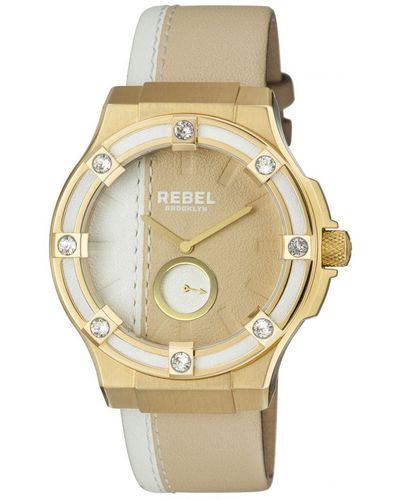 Rebel Flatbush Yelloe Dial Leather Watch - Metallic