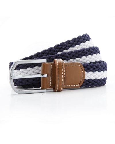 Asquith & Fox Two Colour Stripe Braid Stretch Belt (/) Rubber - Blue