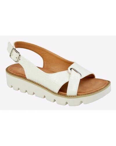 Cipriata Adema Wedge Sandals Mixed Material - White