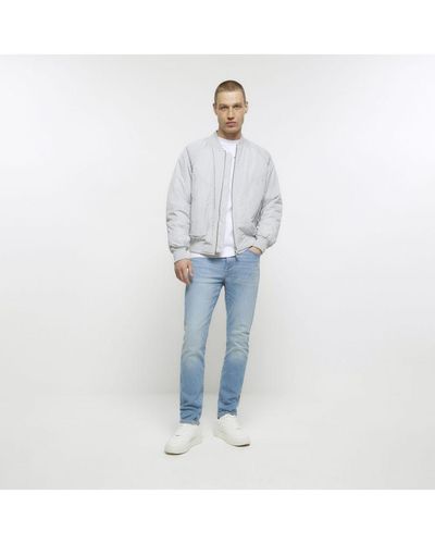 River Island Jeans Light Blue Skinny Fit Trousers Denim - White
