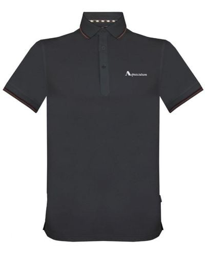 Aquascutum Brand Logo Polo Shirt Cotton - Black