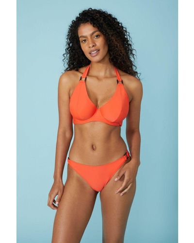 Gorgeous Plunge Halter Non Pad Bikini Top - Orange