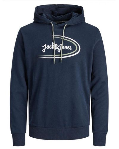 Jack & Jones Jack&jones Logo Printed Pullover Sweat Hoodie - Blue