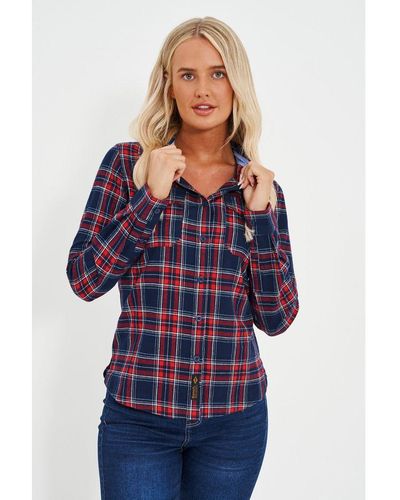 Bench 'dunline' Checked Flannel Shirt Cotton - Blue
